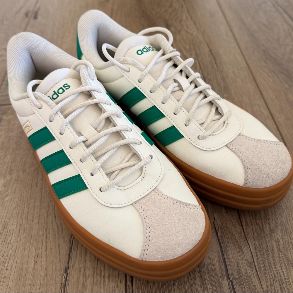 Adidas Women’s White and Green Sneakers